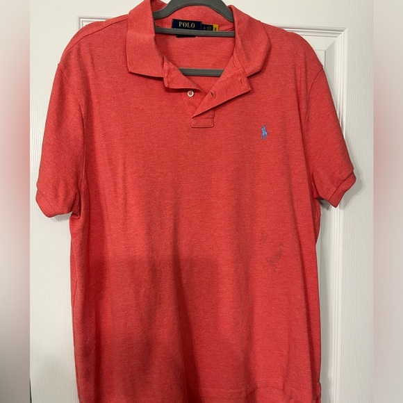 Ralph Lauren Slim Fit Polo size XL in coral red, excellent condition - Picture 2 of 3